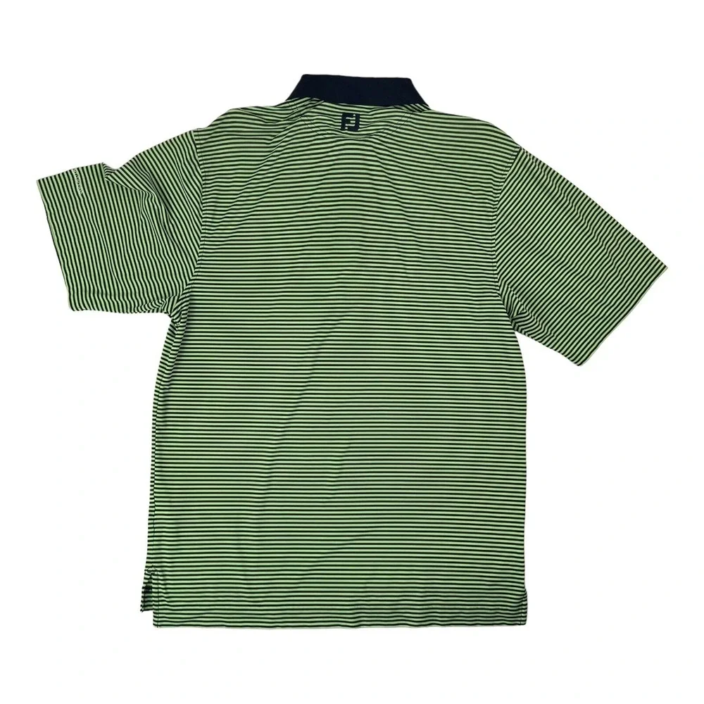 FootJoy‎ FJ Navy Blue & Green Stripe Short Sleeve Golf Polo Mens Size Medium M